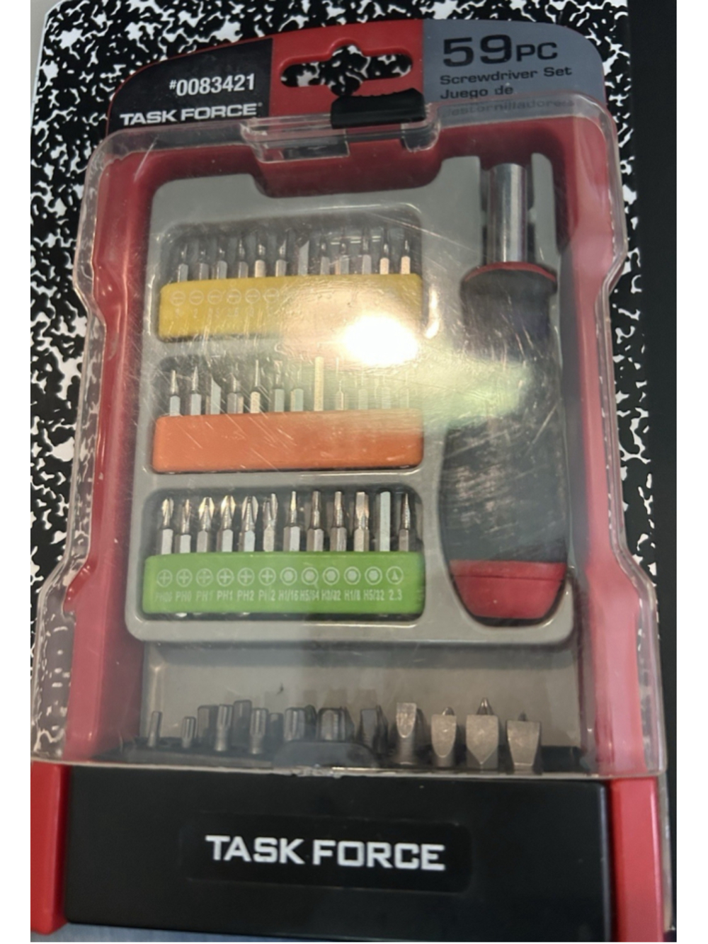 Task Force 59PC Screwdriver Set #0083421 Heavy Duty Plastic Case Included